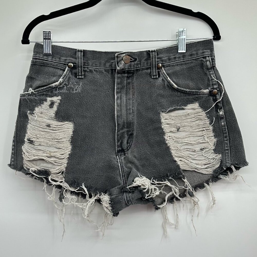 Furst of a Kind Upcycled Cut Off Western Cowgirl Ripped Distressed Shorts